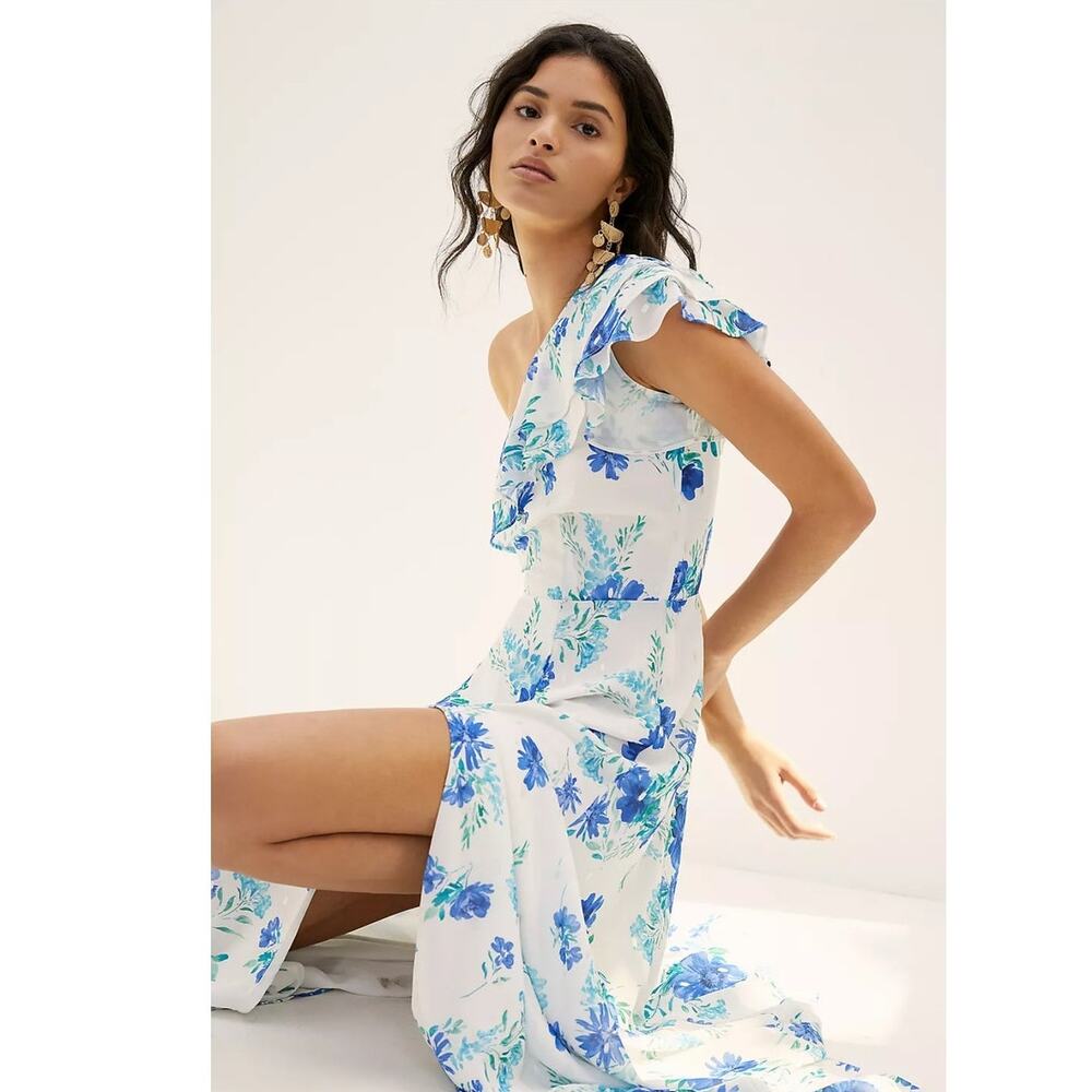 New ANTHROPOLOGIE Yumi Kim Love Always One-Shoulder Maxi Dress $268 SIZE 12